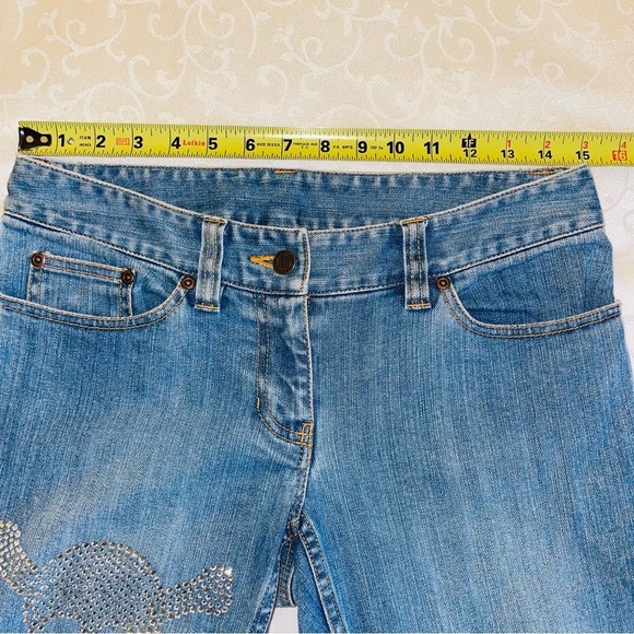 International Concepts Rhinestone Skull Bellbottom Jeans Long Length - Picture 10 of 15